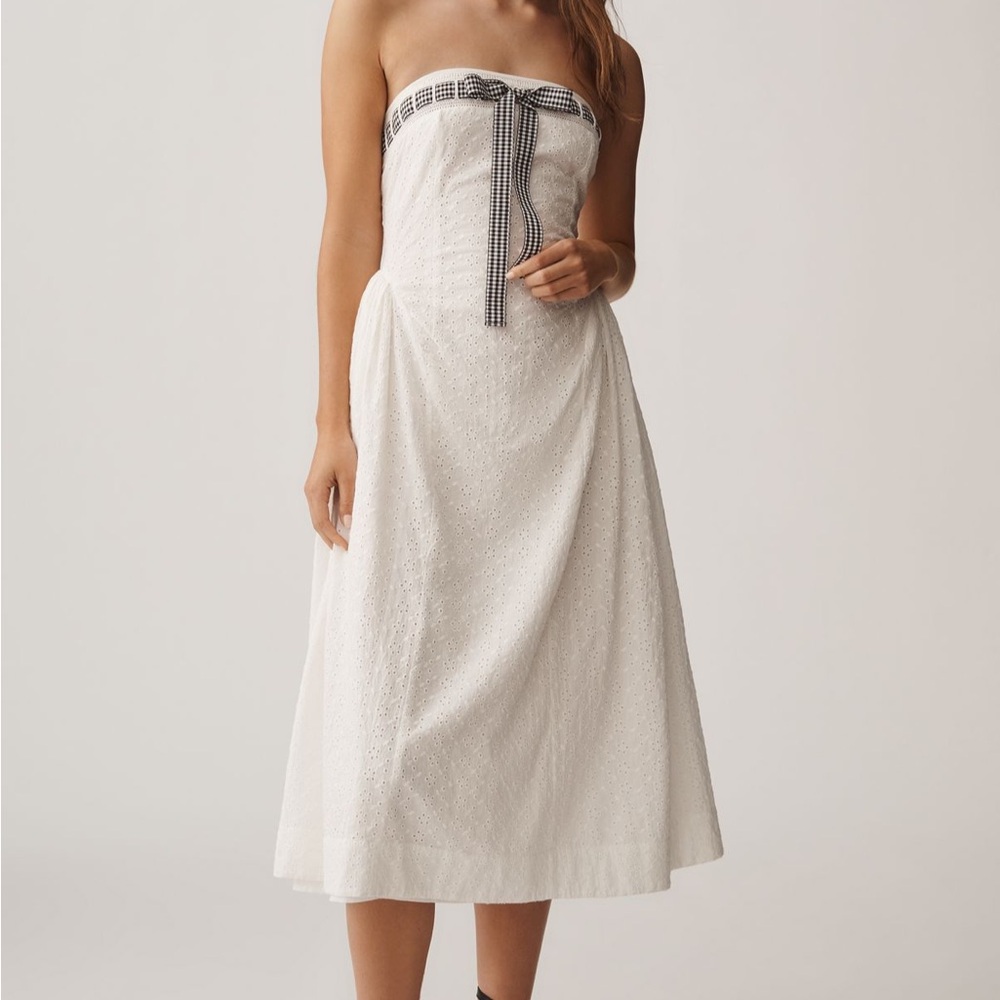 For Love & Lemons Rosie Strapless Bow Midi Dress Small